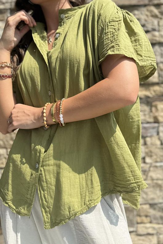 Asher Cap Sleeve Blouse Olive